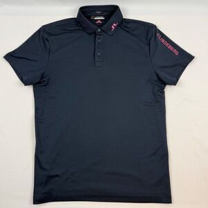 J.Lindeberg Mens Saks Regular Fit Golf Polo Navy Blue Pink GMJT06634 Size M